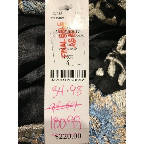 NWT WHITE HOUSE BLACK MARKET Embroidered Lace Sheath Dress Sz 4 Blue - Picture 6 of 6